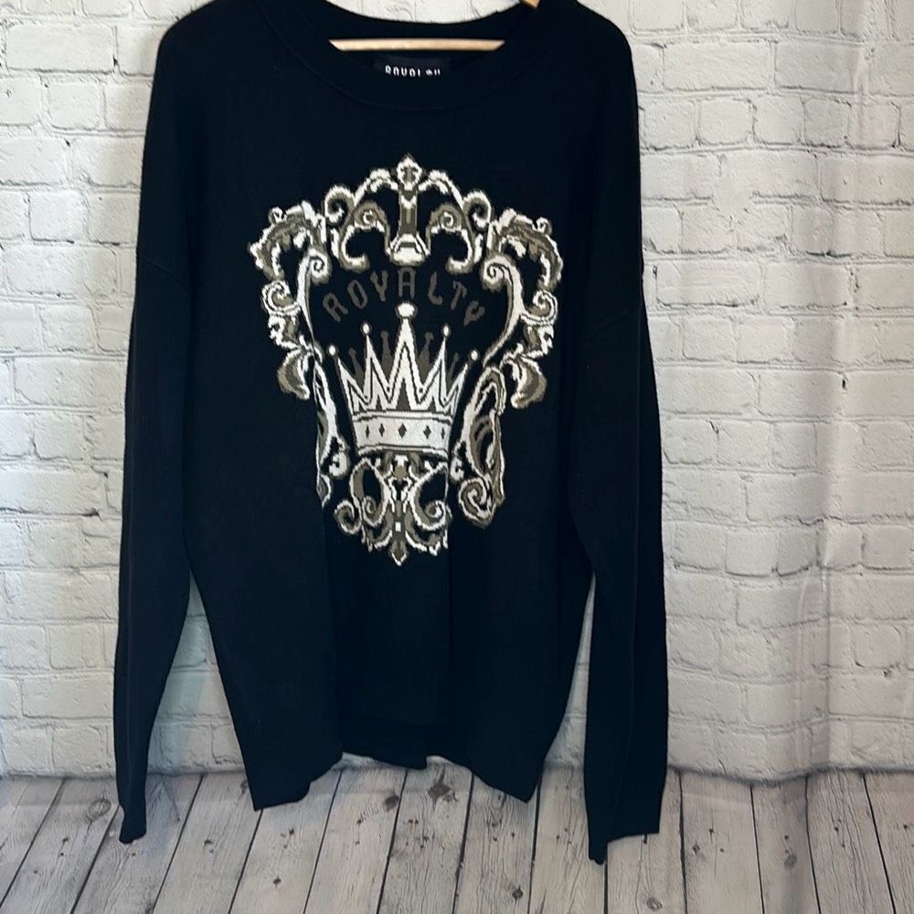 Royalty by Maluma Men's Relaxed Fit Logo Sweater‎ Black Size xxl